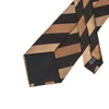 Neck Ties Hi-Tie Business Brown Striped Tie For Men Black Silk Men's Tie Clip Gift For Men Luxury Necktie Hanky Cufflinks Set Formal Dress 231013