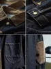 Jaquetas masculinas roupas jaqueta jeans lapela resistente vintage veludo costura único breasted manga longa casaco baggy 231016