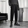 Men's Pants Men Ankle-length Pants Bundle Feet High Street Plus Size S-3XL Solid Draped Pleated Casual Japan Style Trousers Dark Academia 231011