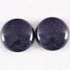 Perles 25MM rond Cabochon cabine pierre naturelle grès bleu pas de trou percé perle pour femmes hommes bricolage bijoux faisant anneau 2 pièces/lot K1070