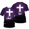 Homens camisetas 3D Cruz Imprimir Homens T-shirt Jesus 2021 Verão O Pescoço Manga Curta Tees Tops Estilo Cristão Roupas Masculinas Fashio290w