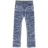 Men's Jeans Fashion Ripped Design Mens Y2K Style Streetwear Fall Vintage Patchwork Beard Hollow Out Hip Hop Denim Pants