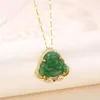 Hanger Kettingen Prachtige Emerald Imitatie Jade Lachend Maitreya Boeddha Guard Voor Vrouwen Meisjes Geluk Sieraden Verjaardagscadeau232V
