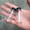 27*50*14mm 15ml Small Transparent Glass Bottles With Screw Black Aluminum Cap Jars Empty Vials Container 100pcsgood qty Gueej