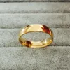 Classic popular 18k Real Gold Plated 6mm Titanium Steel Women Men Wedding Ring Top Quality Do not fade Lovers Wedding Jewelry233R