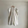 Robes de fille 2023 automne enfant vêtements bébé dentelle imprimé floral style pastoral robe de soirée décontractée enfants coton mode princesse