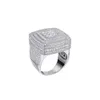 Moissanit Hip Hop Ring Iced Out Gold 925 Sterling Silber Baguettemen Quadratische Moissanit Ringe für Männer