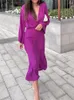 Casual Jurken Mode Maxi Formeel Voor Vrouwen Luxe Elegante Avond Een Stuk 2023 Werk Chique Tuniekkleding Met Lange Mouwen