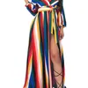 Casual Dresses Korean Dress Clothing Boho Chic Beach Wear Womens Long Maxi Bohemian Style Bodycon Color Stripe Printed Sexig Solid292V