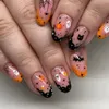 False Nails 24Pcs Pink Halloween Gradient Love Pumpkin SkeletonDesigns Wearable Fake Press On Full Cover Manicure Nail Tip 231017