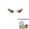 Stud Earrings High Quality Black Crystal Rose Gold Feather Women's Enhancing Temperament Beauty And Moving Free Of