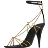 Sandals Metal Chain Women Shoes Black Peep Toe Spike Heel Design Pumps Sexy Banquet Party Chaussure Femme Buckle Strap Zapatos