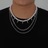 Halsreifen, dreilagig, Punk-Niet, Perlen-Perlen-Halsband, Halskette, Schmuck, Herren, 276 g