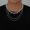 Chokers Three Layer Punk Rivet Pearl Beaded Choker Necklace Jewelry Men's276g