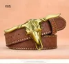 Belts Cow Head Belt Men's Embossed Western Cowboy Personalized Rivet