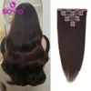 Lace 100200Grams Clip In Hair 100% Human Hair Dark Brown ClipOn HairPiece Full Head 1428 Inch For Salon Supply 231016