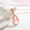 Pendentif Colliers Trendy Rose Or Couleur CZ Rose Opal Collier Ross Quartz Pour Femmes Filles Cadeau Collier Bijoux