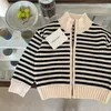 Pullover Children's Sweater Autumn Boys and Girls Fashion Simple Stripe Stripe Cardigan Baby Zipper Coat 231017