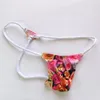 Mens Thong Bulge Pouch T-back liten triangel tillbaka G450K polyester spandex rose tryckt tyg ny stil mode234k