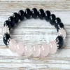 SN1037 Bracelet Mala de Yoga Design de mode Quartz Rose avec Bracelet en Agate noire bijoux populaires Whole254r