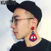 KUGUYS boucles d'oreilles bateau à lèvres rouges pour femmes hommes HipHop Rock balancent boucle d'oreille Pendientes Brincos mode acrylique bijoux Custom258v