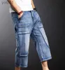 Jeans pour hommes Baggy Denim Shorts mode Streetwear Hip Hop Skateboard Cargo trou jean longueur mollet PantsL231017