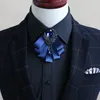 Bow Ties Luxury Men Business Party Club Wedding Suit Bow Tie Cravat Male Elastic Band Alloy Bling Blue Rhinestone Chic Ribbon Bowtie 231013