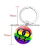 Chaveiros Chaveiros Moda Gay Lésbica Orgulho Sinal Chaveiros Para Mulheres Homens Arco-íris Cor De Vidro Gemstone Charme Correntes Lgbt Jóias Acce Dhibk