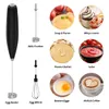 Electronic Milk Frother Handheld for Coffee with Stand, Electric whisk Drink Mixer Mini Foamer for Cappuccino, Frappe, Matcha, Hot Chocolate, Silver/Black