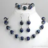 1set mode lapis lazuli bal kralen armband ketting oorbellen haak sieraden set 0 47 195C