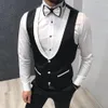 Mannen Vesten Slim Fit Mannen Vest Voor Bruiloft Bruidegom Tuxedo Een Stuk Man Pak Wit En Zwart Custom Mode coat322n