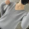 Swetry damskie 2023 Koreańskie dzianki modowe ciepłe długie rękawie dzianinowe pulloby w szyku dekoltowe Slim Fit Bottoming Shirt Jumper jesienna zima kobiety