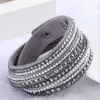 2017 nova pulseira de couro strass cristal pulseira envoltório pulseiras multicamadas para mulheres pulseras mulher jóias g24250h