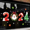 Adesivi murali Finestra di Natale 2024 anni Decorazione allegra per la casa Decalcomanie per feste di Natale Regali Navidad Decor Noel 231017