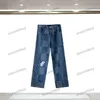Xinxinbuy Men Women DesignerPant Plaid Destroy Destroy Jacquard Letter Embroidery Wash Jeans DenimカジュアルパンツブラックブルーS-2xL297T
