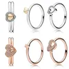 Rose Blushing Romance Puzzle Herz aus goldenem Puzzle Geschenkset Ringe mit Kristall 925 Sterling Silber Ring DIY Europa Jewelry259u