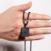 Chaînes Simple Mode Noir Géométrique Carré Lettre Collier Pour Femmes Hommes 26 Alphabet A-Z Pendentif Chaîne En Métal Charme Couple