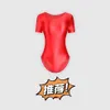 Women s Jumpsuits Rompers Button Open Crotch Sexy Short Sleeve Women Glossy Romper Bodysuit Sport Plus SizeTight Satin s Leotard Costume 231017