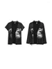 Women's T Shirts Long Sleeve Top Cotton Printed Rivet Decorations Black Distressed Letter Cardigan Short V-neck Coat Spring Summer