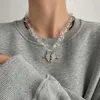 Kedjor aensoa uttalande halsband klar akryl kristallhjärta geometriska halsband hängen för kvinnor transparent collier choker jud304o