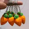 Keychains Wood Carved Orange Carrot Key Chain Phone Trinket Female Pendant Accessories Package Decoration Keychain