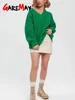 Maglioni da donna Maglione oversize autunnale con scollo a V Solido Vintage spesso manica lunga Elegante maglione femminile verde caldo lavorato a maglia invernale