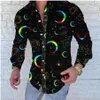 Men's Casual Shirts Punk Style Silk Satin Golden Butterfly Printing Lapel Male Slim Fit Long Sleeve Flower Party Shirt Tops267O