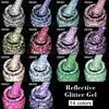 Nagellack mtsii reflekterande glittergelrosa glittrande paljetter gel nagellack blöt av UV nagelgel semipermanent nagelkonst dekoration 231016