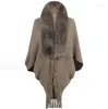 Scarves 2023 Autumn/Winter Style Fur Collar Tassel Shawl Women's European And American Knitted Cape Coat