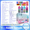 Original RandM Tornado 9000 Puff Disposable Vape Pen 18ml Pre-filled Pod Mesh Coil 600mAh Rechargeable Battery Air adjustable2%5%Level Puffs 9k E Cigarette 43Flavors