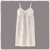 Women's Sleepwear Halter Sleepshirts Summer Cute Sweet With Chest Pad Nightgown Girls V-Neck Sexy Can Wear Outside Home Loungewear