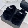 New Luxury Designer Women Fluffy Slippers Famous Classic Double Letter Thick Sole Platform Brand Sandals Imported Wool Anti Slides Elevated Slippers For Ladies