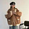 Damenjacken Frühling Frauen Lose Reißverschluss Spleißen Farblich Passende Baseballjacke Streetwear Casual Stehkragen Langarm Bomber