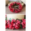 Dekorativa blommor Juleljus Garland Simulerat Berry Xmas Wreath Holder Mini Ring Wedding Party Dining Table Decorations 1 st